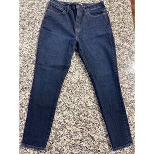 Madewell Women Jeans 32 Blue Denim Curvy High-Rise Jeans Zip & Button Closure